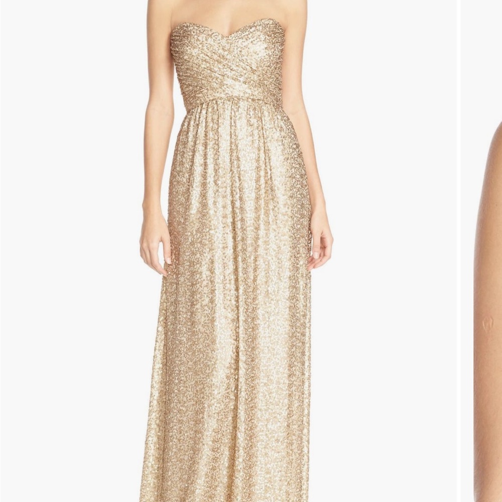 Amsale ‘London’ Sequin Tulle Strapless Column Gown